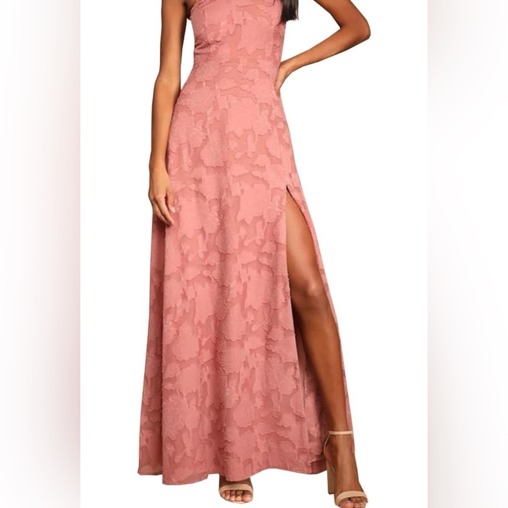 Romantic Ferlema Rusty Rose Floral Burnout Maxi Dress Size L Pink Sleeveless New